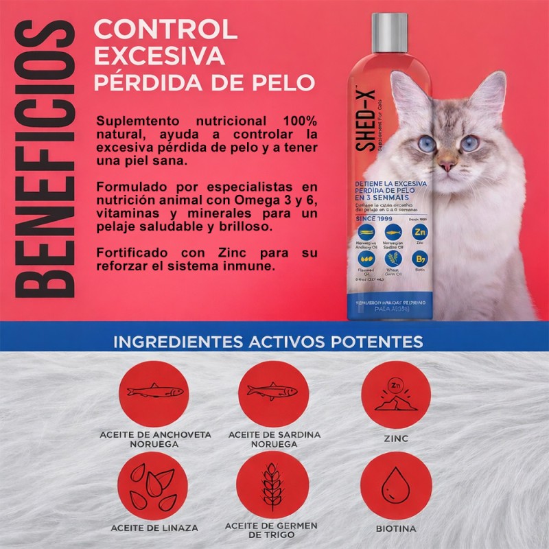 Suplemento Nutricional Shed-X Dermaplex Para Gatos 237ml