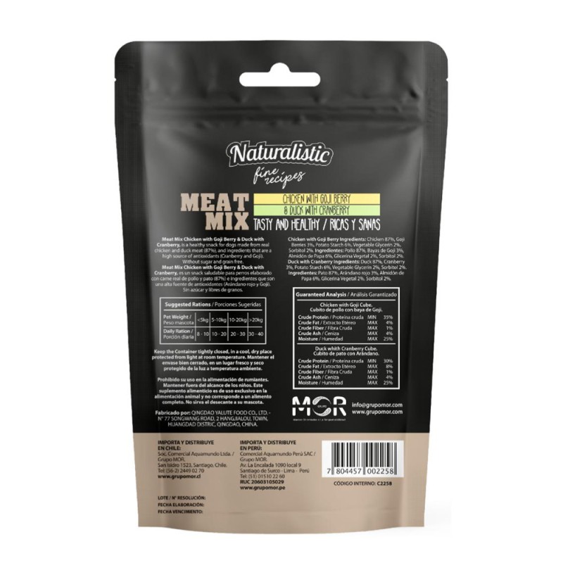 Snack Para Perros Naturalistic Carnes, Goji y Arándanos100gr