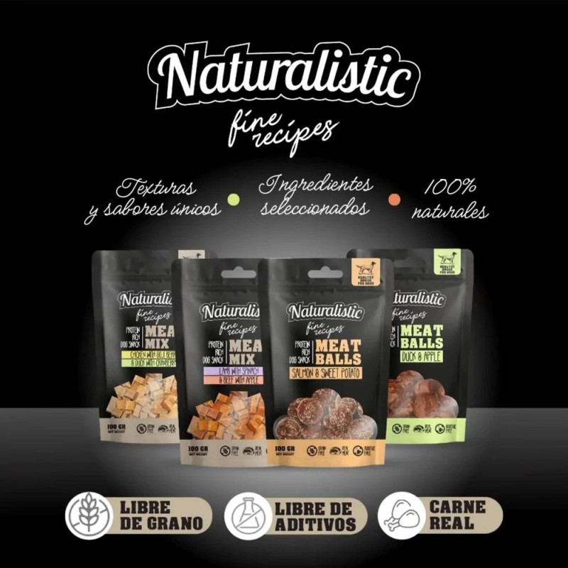 Snack Para Perros Naturalistic Carnes Espinaca Manzana 100gr