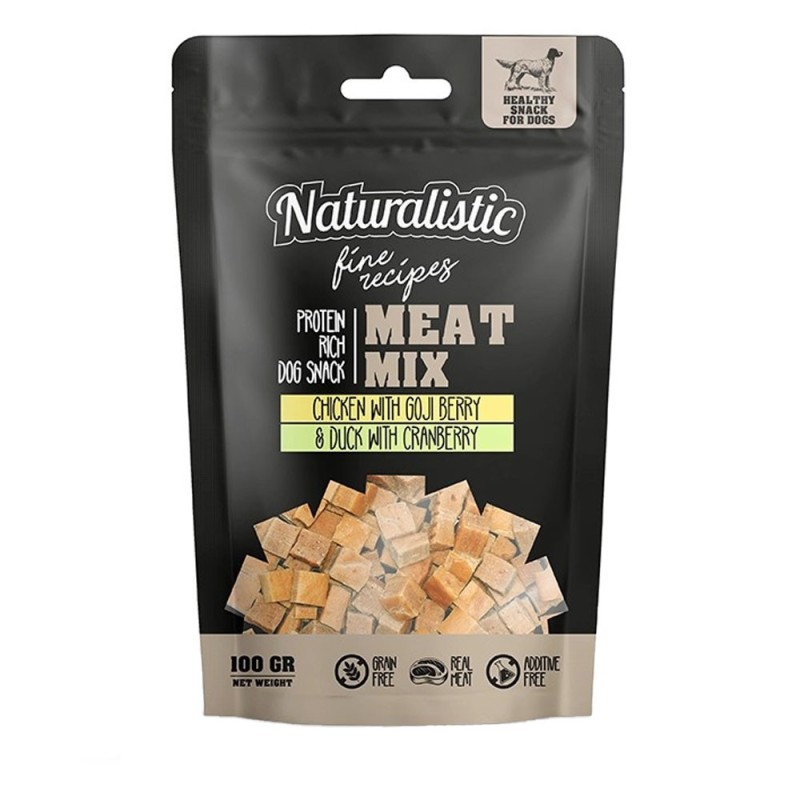 Snack Para Perros Naturalistic Carnes, Goji y Arándanos100gr