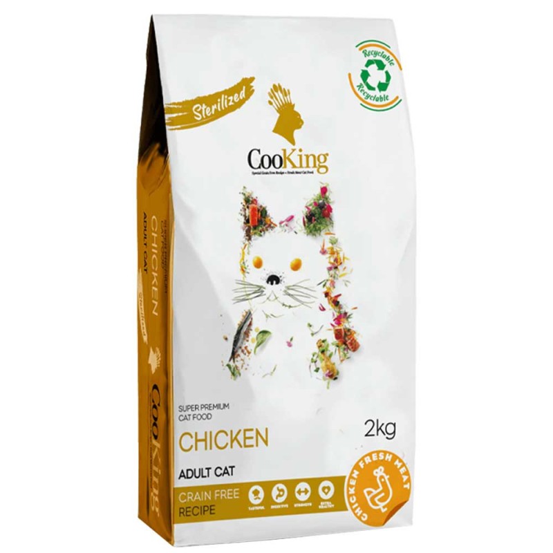 Alimento Cooking Grain Free Gatos Esterilizados Pollo 2kg