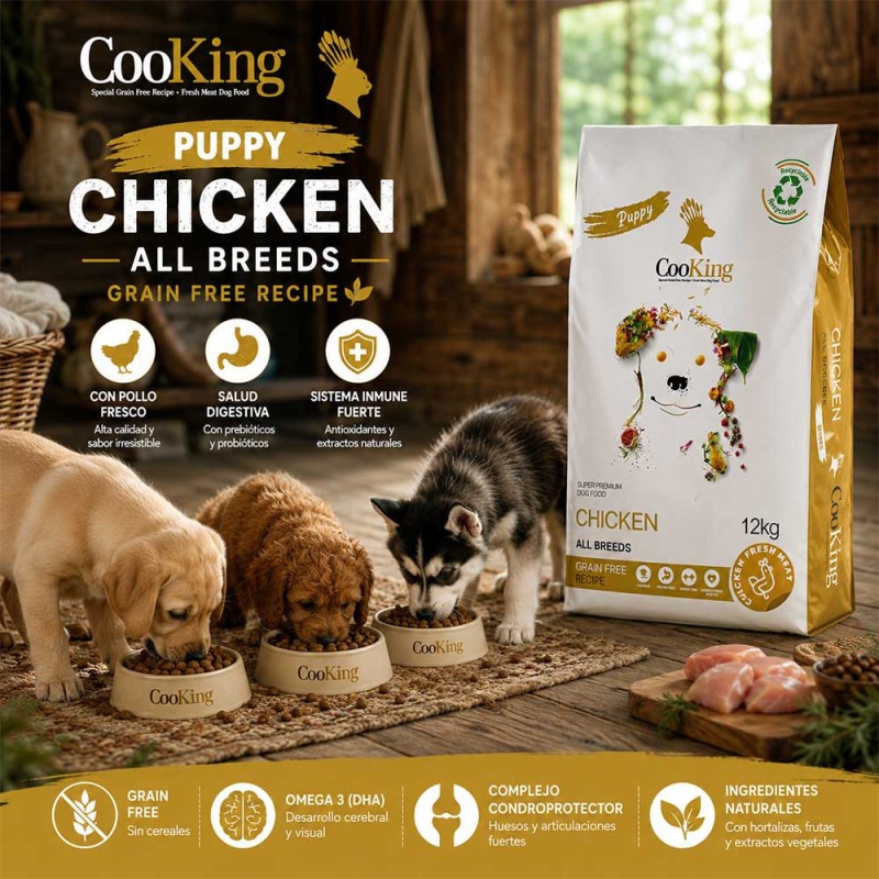 Alimento Cooking Para Perros Puppy Todas las Razas Pollo 12kg