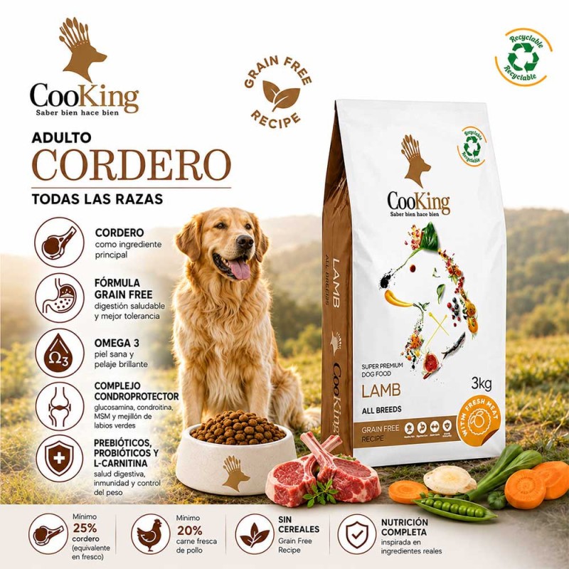 Alimento Cooking Para Perro Adulto Todas las Razas Cordero 3kg