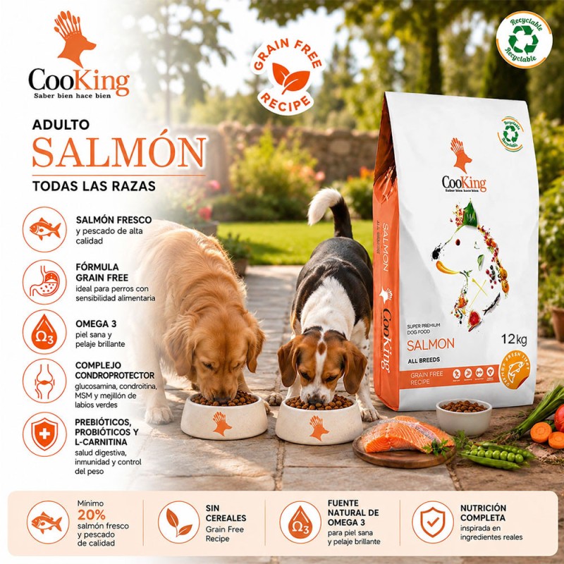 Alimento Cooking Para Perro Adulto Todas las Razas Salmón 12kg
